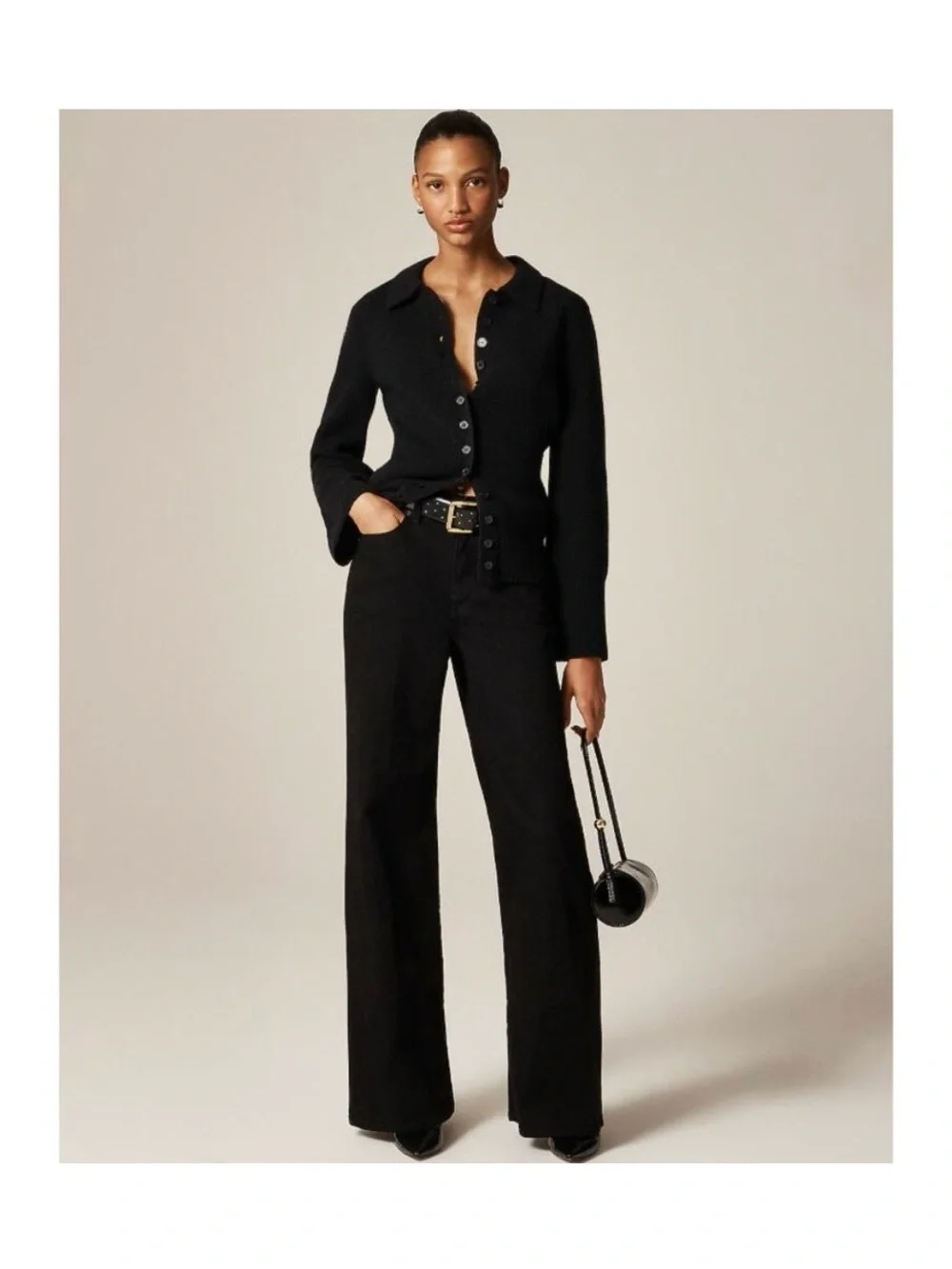 J. Crew Milano Stitch Cinched Waist Cardigan. Size S. Black